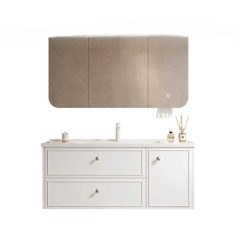 

Combination Ceramic Integrated Basin Cabinet Smart Mirror Cabinet Washbasin Cabinet Washtable Solid Wood Multi-layer