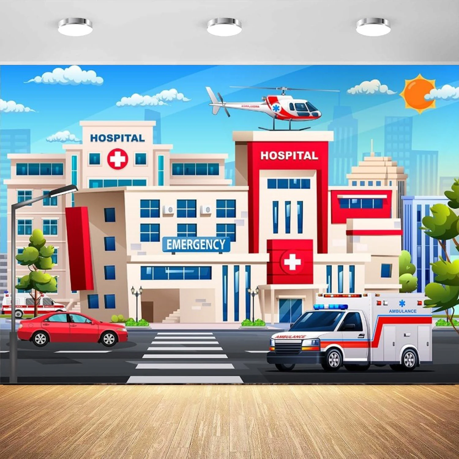 Photography Backdrop Hospital Poster Doctor Nurse Graduation Ambulance Medical Paramedic Retirement Banner Party Nursing School
