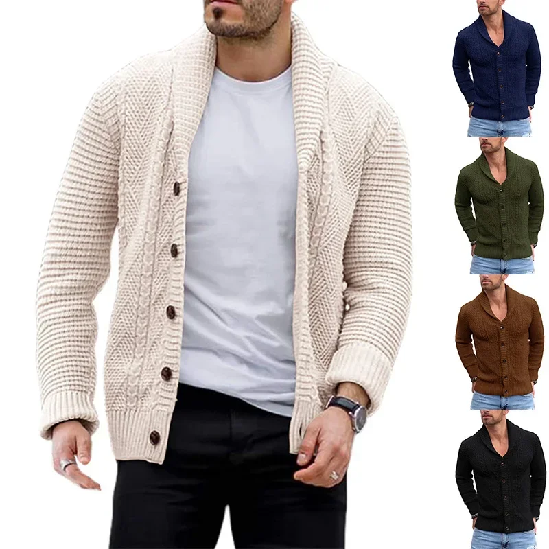 

LIBIELIY New Style Men's Sweater Cardigan For Autumn And Winter, Solid Color, Buttoned, Long-sleeved, V-neck Knitted Sweater Coa