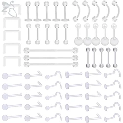 ZS 1 Set Acrylic Barbell Nose Septum Rings Invisible Ear Retainer Helix Rook Belly Piercings Bioflex Men Body Piercing Jewelry
