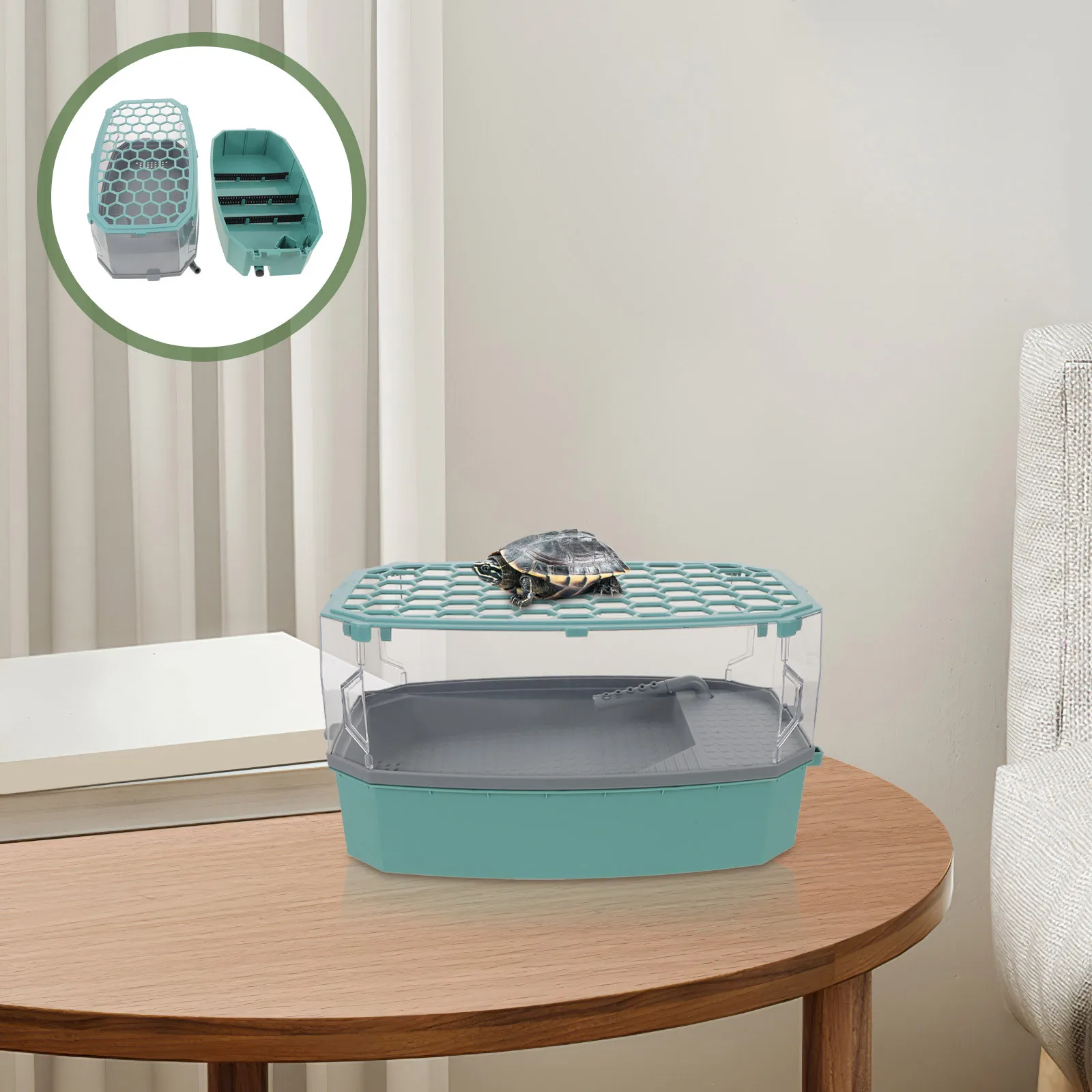 

Ecological Turtle Tank Small Plastic Terrarium Basking Platform Escape Proof Lid For Turtle Habitat Aquarium Reptile Enclosure