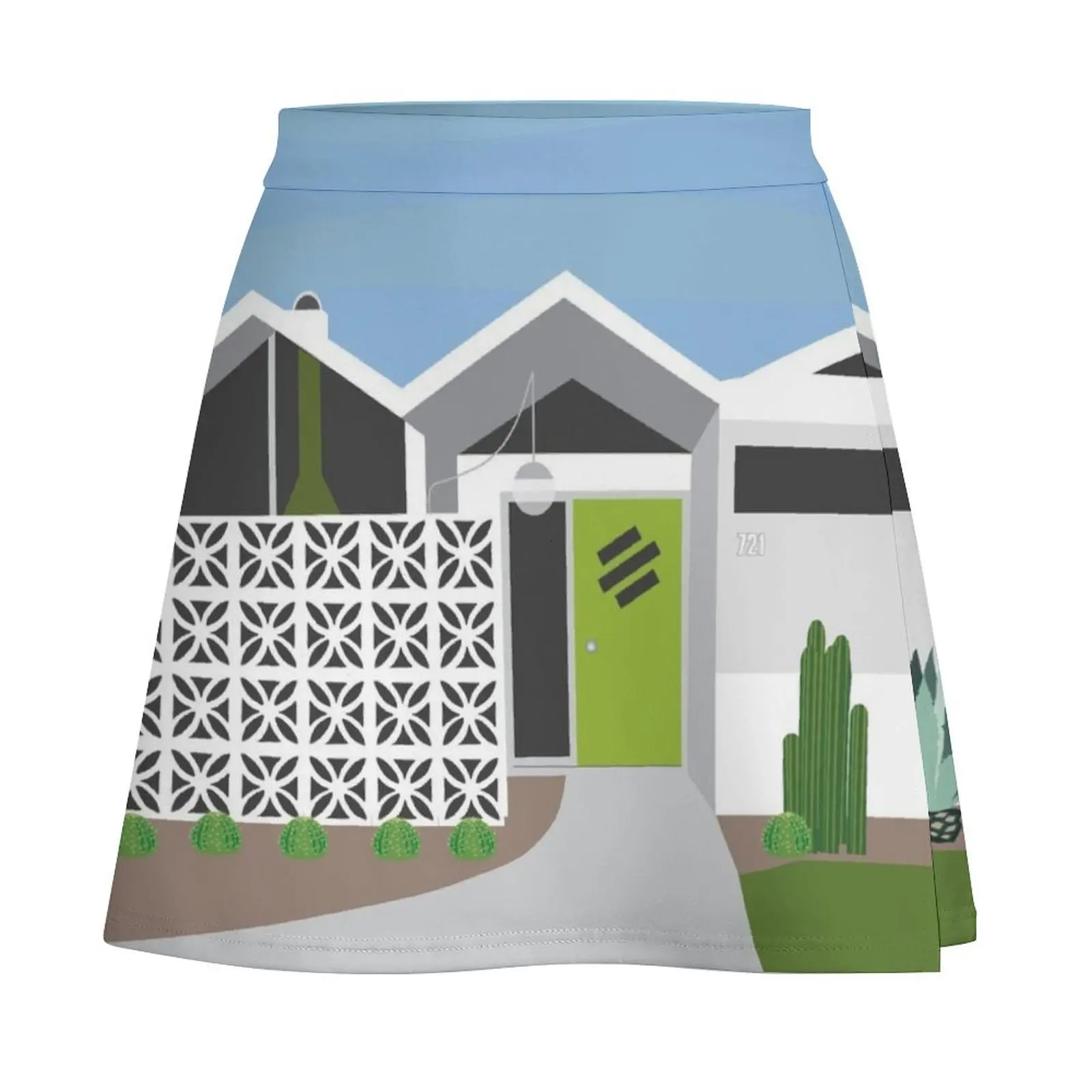 Mid Century Zig Zag Roof Mini Skirt skirt sets Skort for women women's clothing korea stylish Mini Skirt