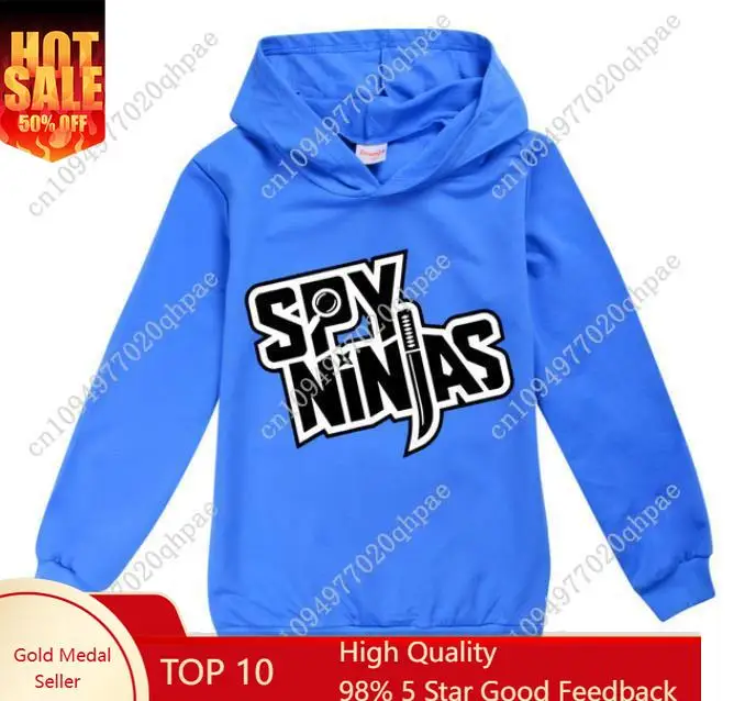

New Spy Ninjas A Kids Clothes Cotton Hooded Sweater Streetwear Sweatshirt Cartoon Pullover Hip Hop Teenager Boys Girls Clothing