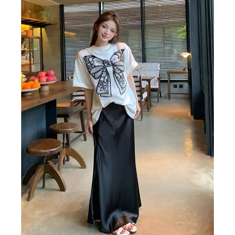 Funny Black Lace underwear Print T-shirt Women Summer 2025 New Cotton Short Sleeve Tee Casual Tops korean popular female clothes - Image 3