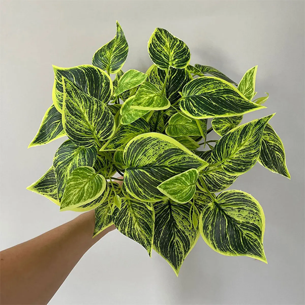 37cm 7Forks Artificial Plants Leaves Fake Scindapsus Leaves Tropical Green Plant Plastic Faux Grass Bushes Greenery for Home