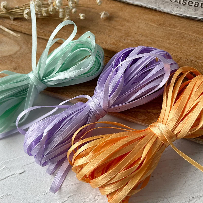 Ruban de soie coloré 3mm X10m, corde tressée, ruban décoratif, accessoires de vêtements de poupée faits à la main