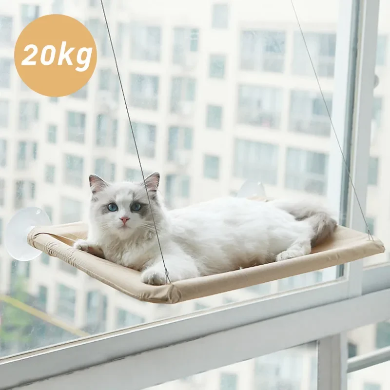 Hamaca colgante para gatos de 20KG, cama para gatos con rodamiento, cómoda ventana soleada para gatos, soporte para asiento, marco de escalada para gatitos, accesorios para mascotas