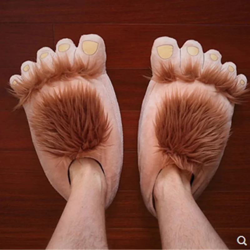 Męskie ciepłe kapcie typu \"paw\" na grubej podeszwie, unisex, rozmiary 36-46, kreatywne buty ze sztucznego futra, designerskie męskie buty do domu z dużymi stopami, 2025