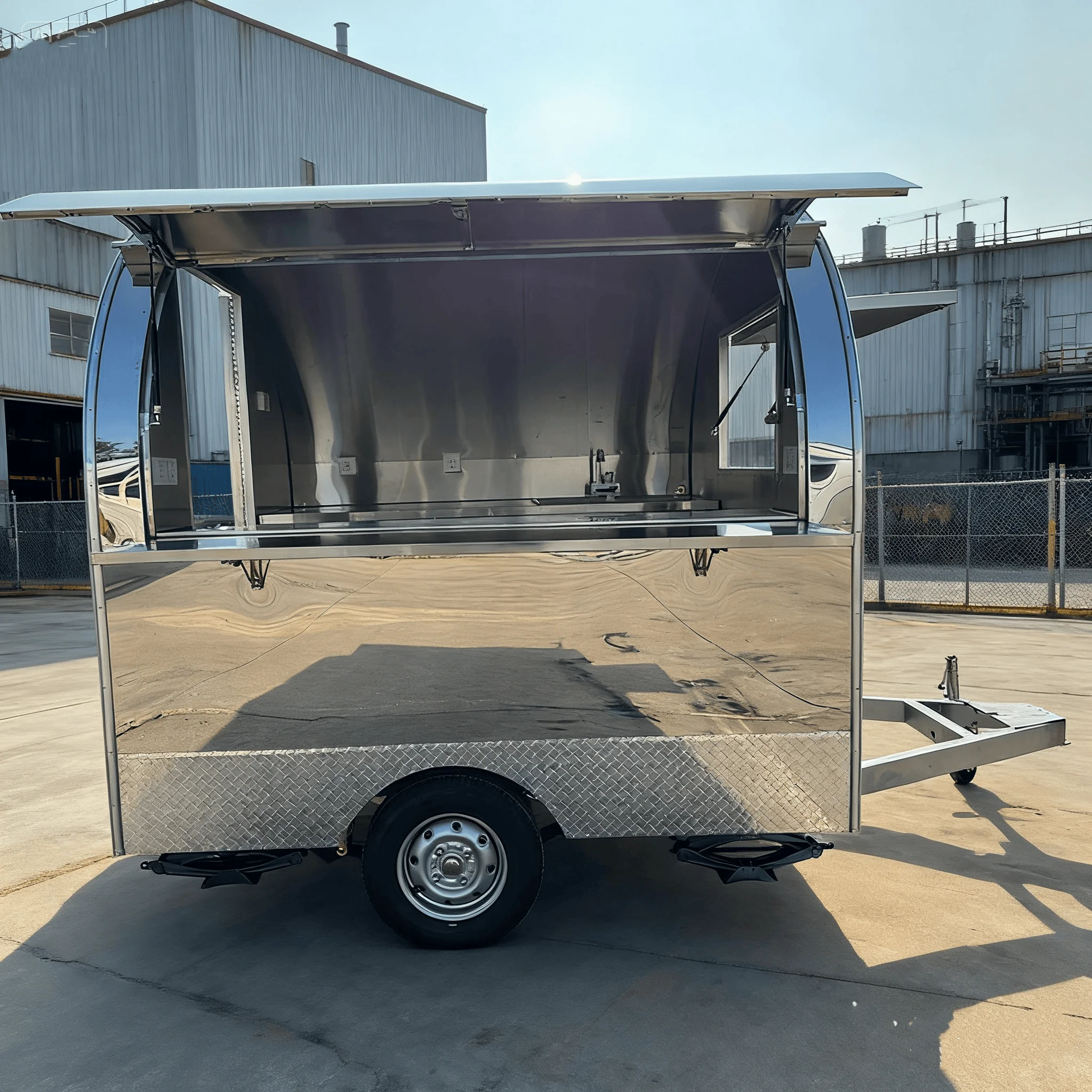 

Stainless steel Mobile Food Truck Ice Cream Taco Sweet Corn Camper Box Trailer for Entrepreneurs Fast Food Shop