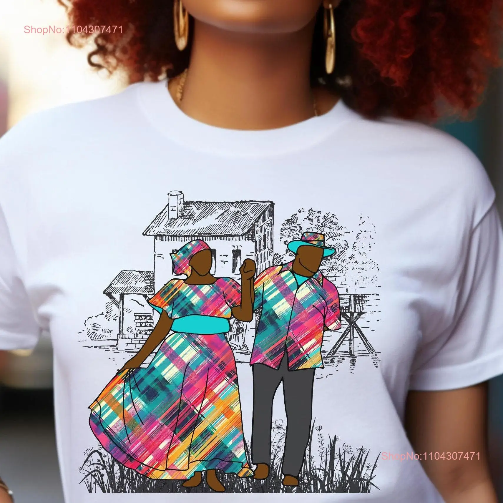 Quadrille Dancers T shirt Caribbean Cultural VI Traditional dance Carnival Madras long or short sleeves