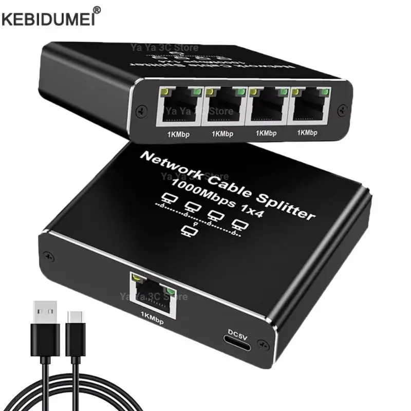 Gigabit Ethernet Splitter 1 to 2/3/4 1000Mbps RJ45 LAN Internet Splitter for Computer/Hub/Switch/Router/Set-Top Box/Digital TV