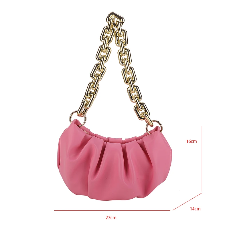 Luxury Thick Chain Shoulder Bag 2023 Fashion Underarm Dumpling Women\'s Bag Designer Handbag And Purse Female Pleated Cloud Bag