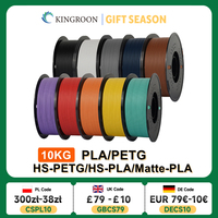 KINGROON 10KG(22LBS) PLA PETG HS-PLA HS-PETG Filament 1.75mm High Speed 3D Printer Material Matte PLA 1kg*10 Roll Mix Color