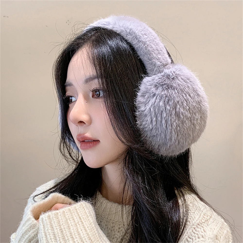 Winter Solid Color Headphones Fashion Soft Plush Earmuffs Unisex Fluffy Thermal Ear Covers Woman\'s Outdoor Earflap Accessories