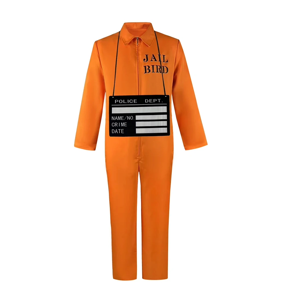 أزياء الهالوين التأثيرية للبالغين، بدلة قفز برتقالية للرجال، بدلة سجين، بدلة سجين، ملابس أداء محجلة