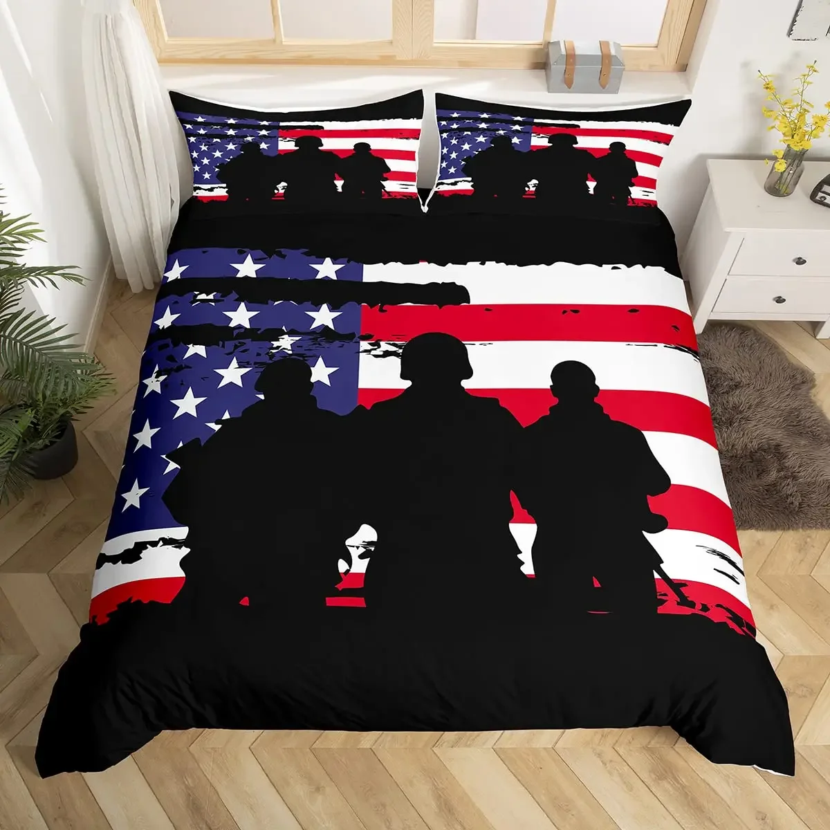 3PCS Single-sided Soldier Helicopte Printed Comforter Bedding Sets Comfortable Bedspreads Comforter Duvet Bedding Birthday Gift