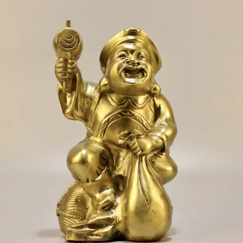 Exquisitely Crafted Brass Figure of the Great Black Celestial God, Japanese God of Wealth, Kibiyo, for Home Decoration