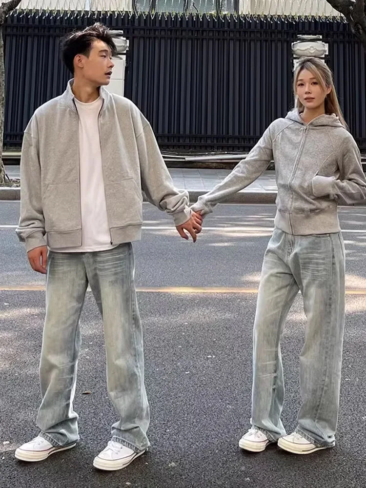 American Retro Knife  Jeans Men's Autumn Winter Cleanfit High Street Slim Straight Wide Leg Micro Flare Pants