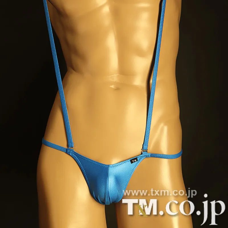 Men Neck‑Hanging Harness G‑String Thong Underwear O‑Ring Metal Ring Thin Strap Sexy Fashion T‑Back Panties For Male