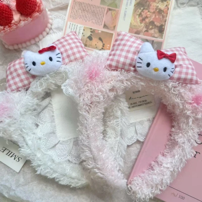 عصابة رأس نسائية لطيفة على شكل قطة من القطيفة، عصابة رأس على شكل فيونكة لغسل الوجه، مكياج وشريط شعر جميل مضغوط