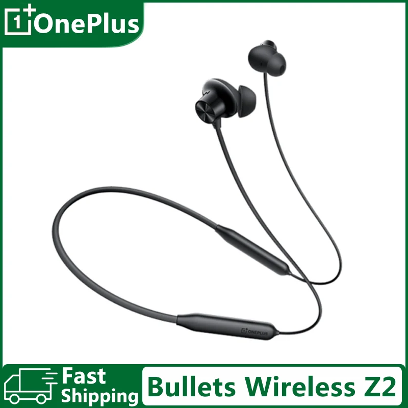 Oneplus Bullets Wireless Z2 Neck Earphone IP55 Bluetooth Magnetic Control Mic Headset AI Noise Cancelling 30 Hours Battery Life