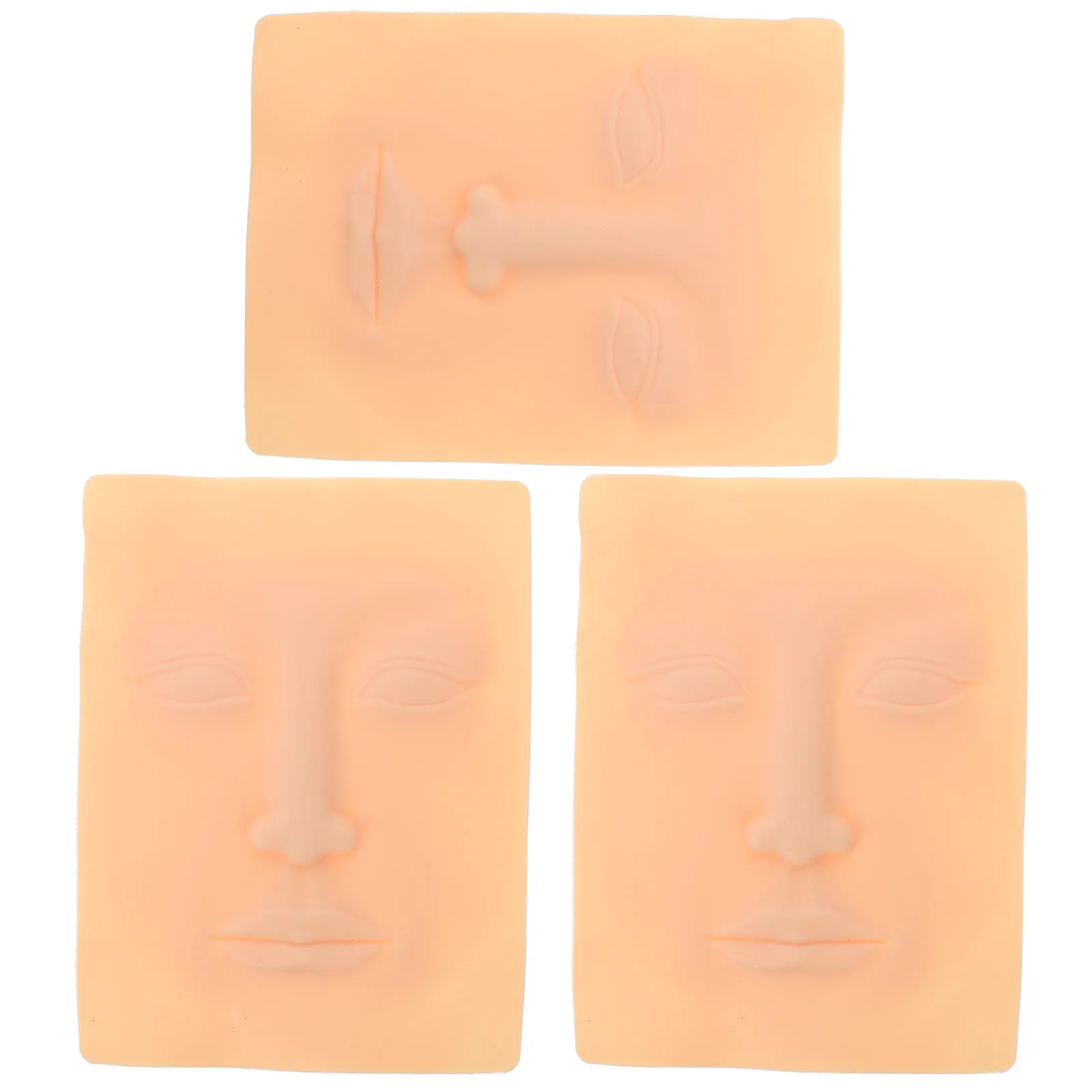 문신용 실리콘 얼굴 피부 3개, 내구성 있는 탄성 연습 시트, 눈썹 문신 훈련 도구, 가짜 인간 얼굴