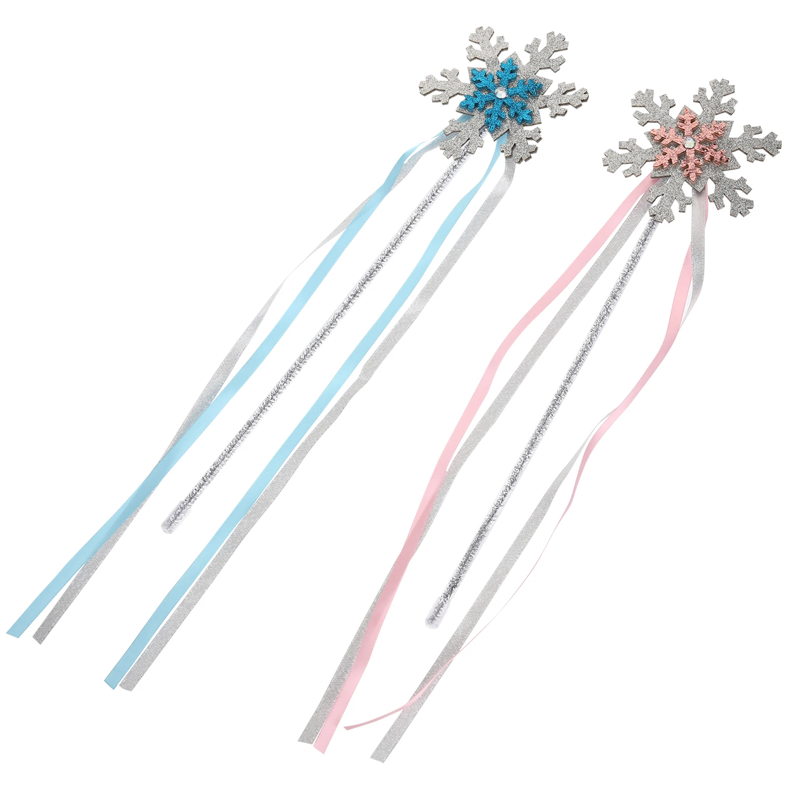 

2Pcs Snowflake Design Glitter Toys Girls Christmas Party Favors Costume Props Photo Accessories Winter Celebrations