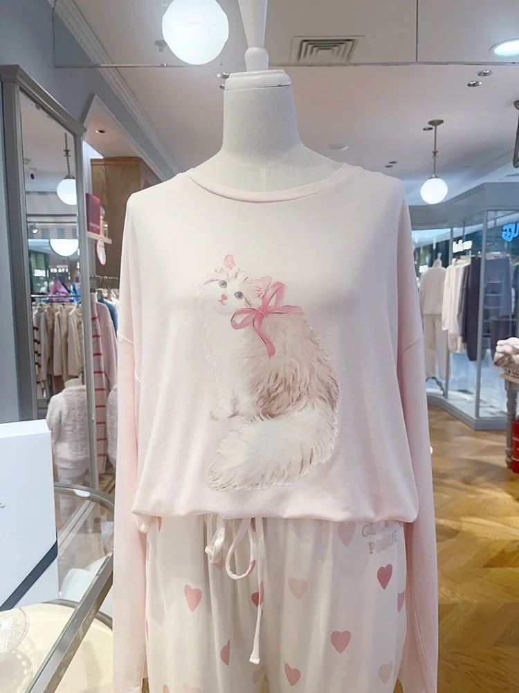 

Мягкие круглые брюки Ne Spwear Modal Long Sve с принтом, домашняя одежда, милые длинные брюки для девочек, удобные весенне-летние пижамы