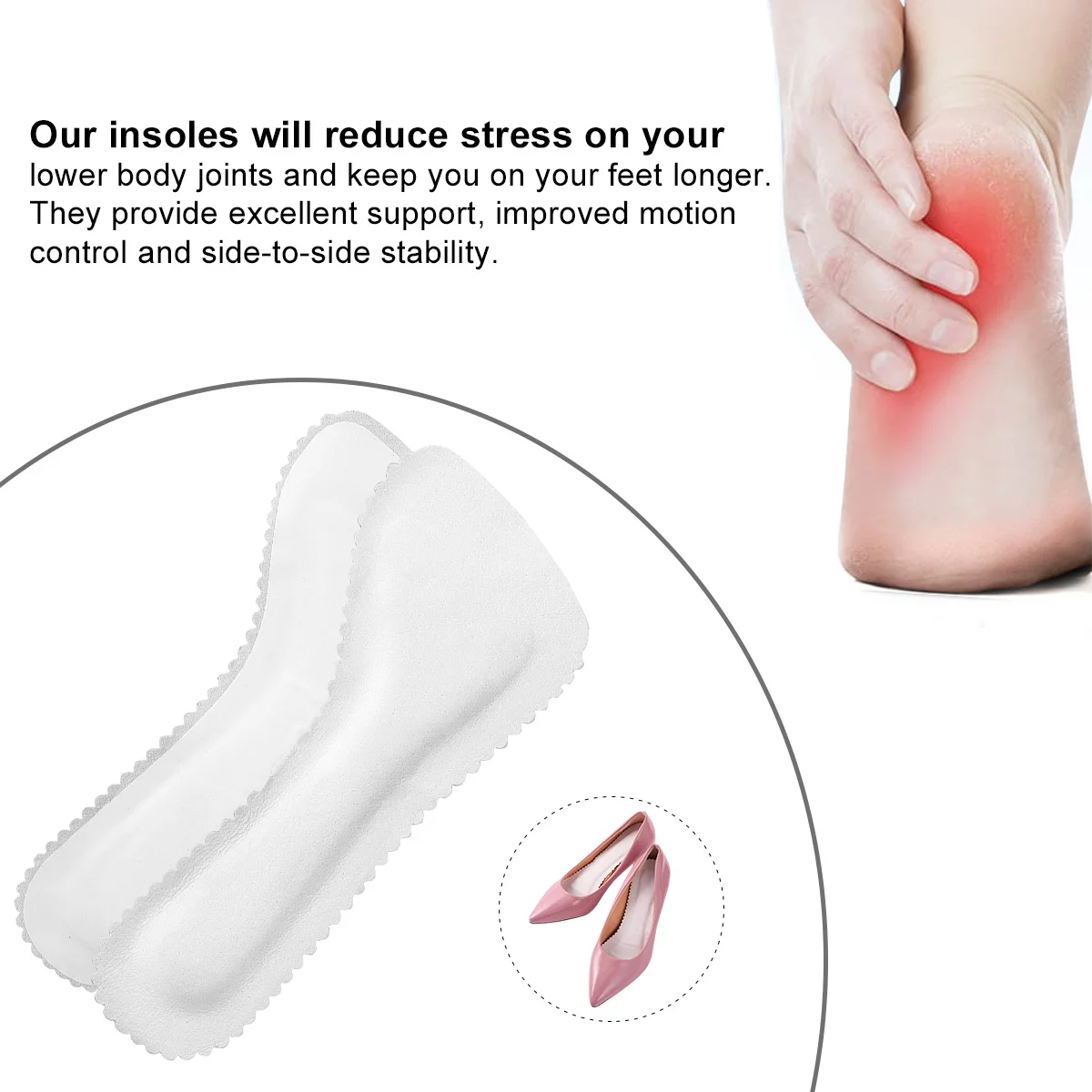 

1Pair Anti-Slip Absorbing Insoles High Heel Cushions White Shoe Pads Daily Use Foot Care Relieve Pressure
