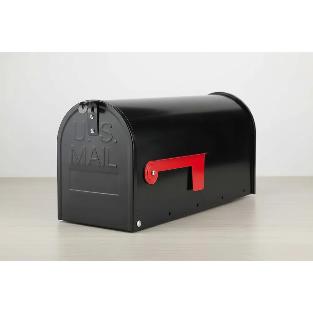 

Heavy Duty Black Metal Mailbox Outdoor Post Mount, Galvanized Steel Weatherproof, Medium Capacity 19x8.7x6.7in
