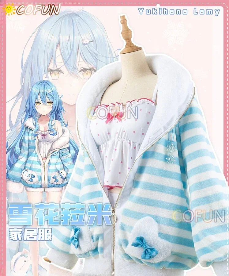 COFUN Vtuber Yukihana Lamy Costume Cosplay Abiti di Halloween Gonne da donna Abiti per la casa Copri pigiama Cappotto Parrucca