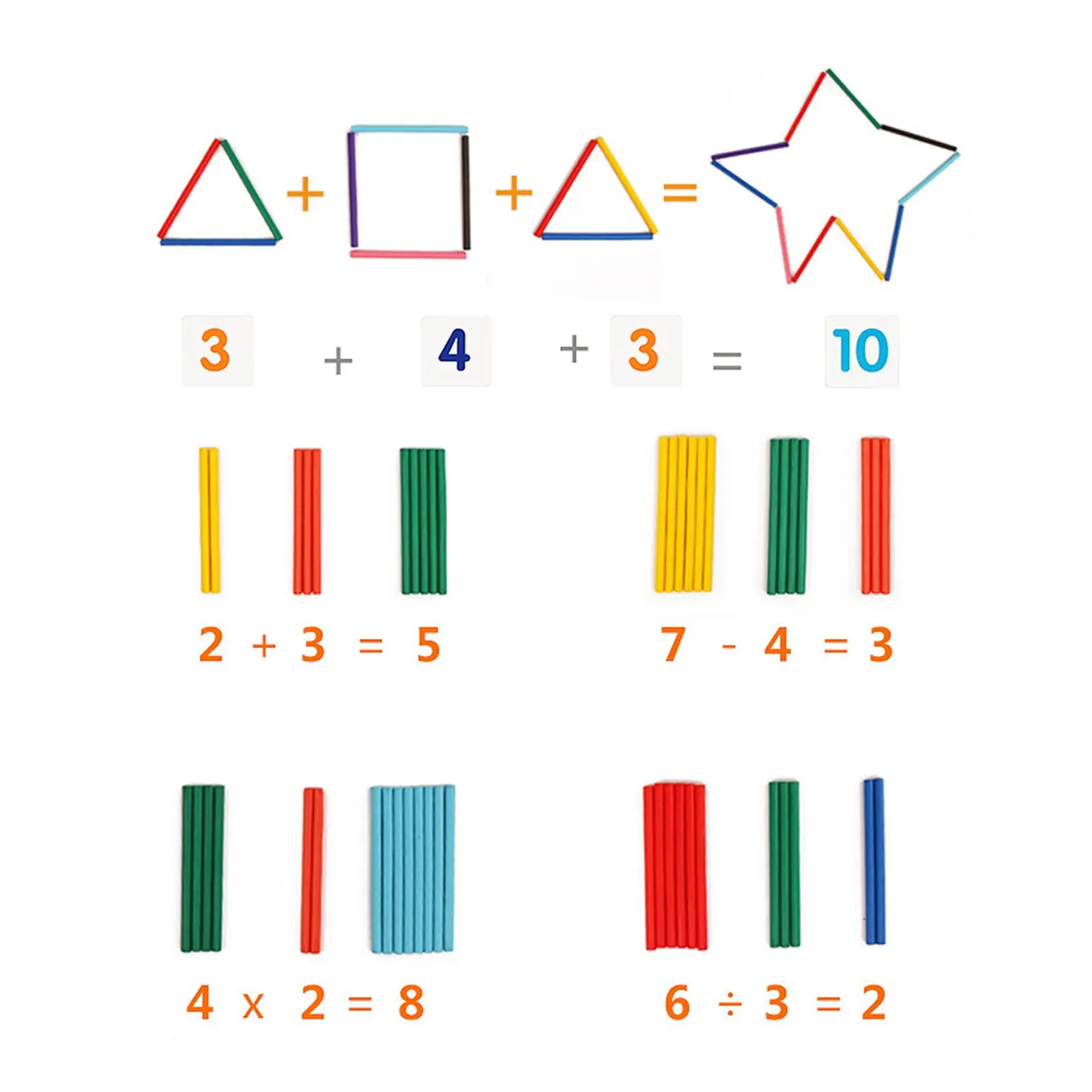 Brinquedo de aprendizagem de matemática manipuladores de ábaco de madeira colorido, Montessori