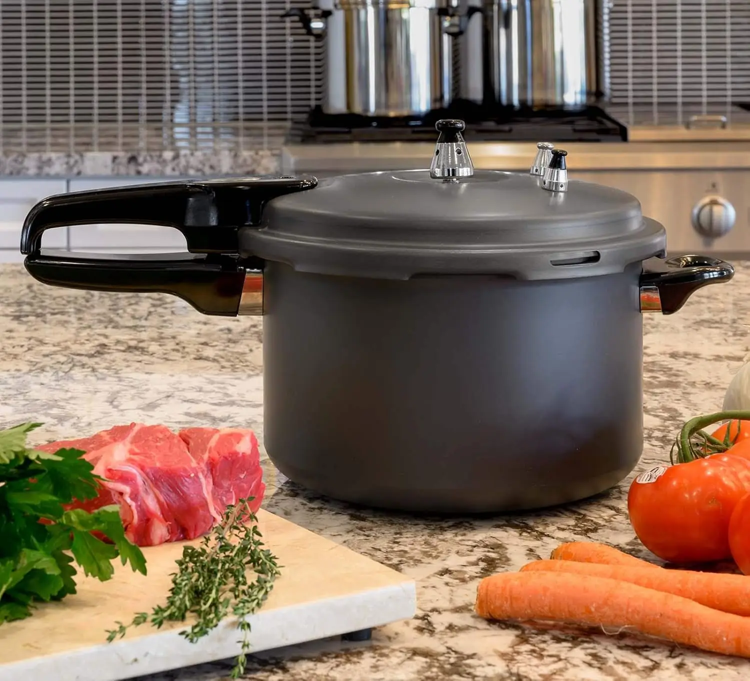 

7.4Qt Pressure Canner W/Release Valve Titanium Canning Cooker Pot Stove Top Instant Fast Cooking