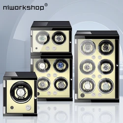 Niworkshop Automatic Watch Winder,1/2/4/6 Slots Watch Box,WatchStorage Cases with Quiet Motors,LED LightRetractable Watch Pillow