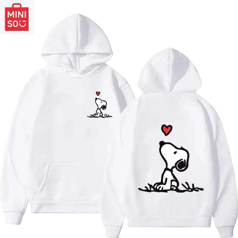 

MINISO Disney без ремешка, новый женский пуловер с рисунком Снупи, аниме, весенне-осенний мужской свитер, одежда с капюшоном для пар