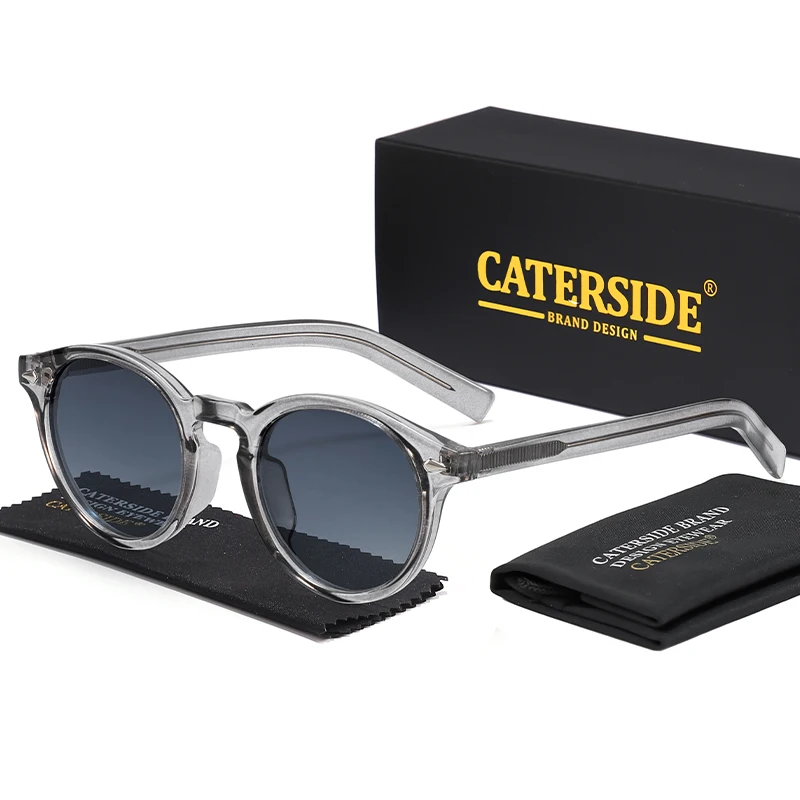 CATERSIDE Modische polarisierte Sonnenbrille für Herren, runder Tr-90-Rahmen, TAC-Linse, Sonnenbrille für Damen, für Reisen, Outdoor, Party – Detail 4