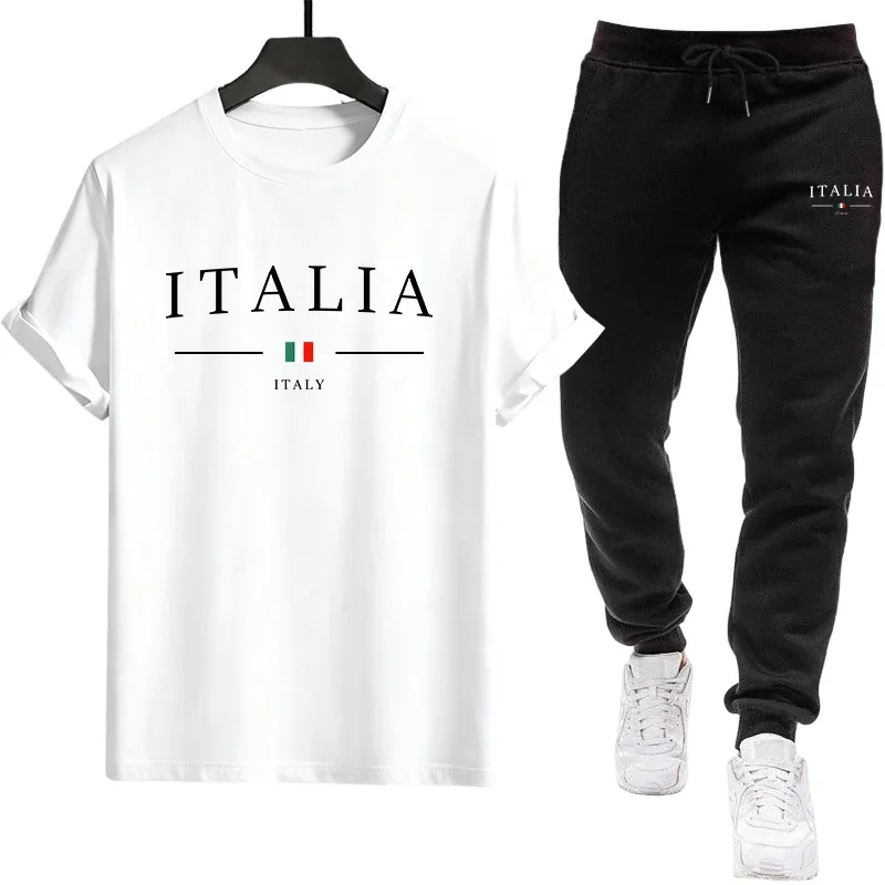 

Mens T-shirt Tracksuit Printing Casual Short Sleeve Daily Sports Jogging Man Clothing Single Piece T-shirt Pants Spring Summer