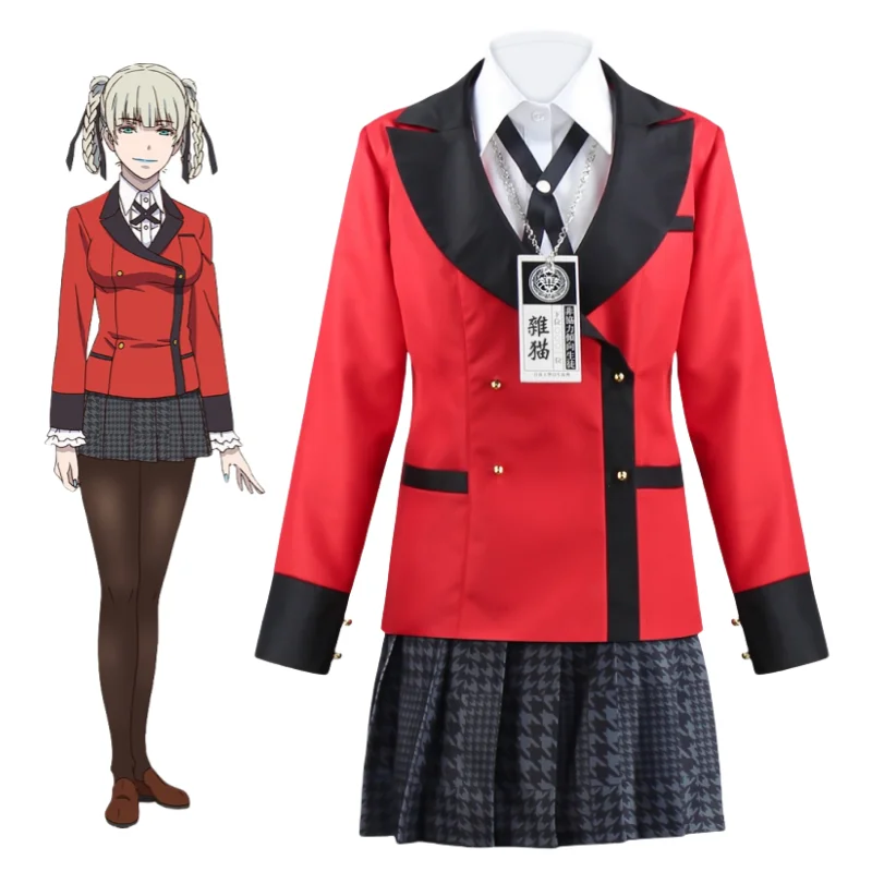 Anime Kakegurui Momobami Kirari Cosplay Costumes Compulsive Gambler Cos Uniform Schoolgirl School Suit Halloween Party Costume