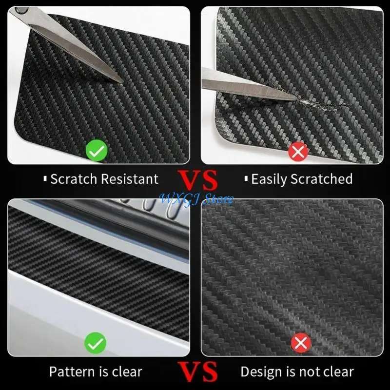 37JE Car Door Guards Carbon Fiber Look Door Sill Protectors For Cars And SUVs 4
