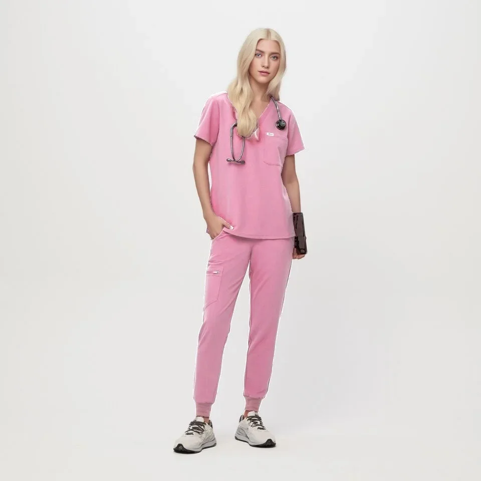 Conjunto de esfrega de enfermagem médica feminina, Uniforme cirúrgico feminino, Esfoliação elástica, Médicos e enfermeiros, Atacado