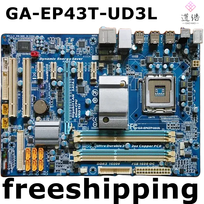 

For GA-EP43T-UD3L Motherboard 16GB LGA 775 DDR3 ATX P43 Mainboard 100% Tested Fully Work