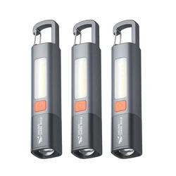 SMILING SHARK Portable LED Flashlight USB Rechargeable with Hook Zoomable Torch for Outdoor Camping Hiking Emergency Lantern