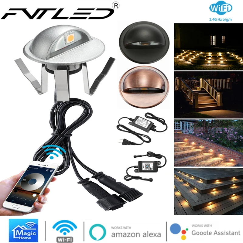 

FVTLED 35mm Half Moon LED Deck Lights IP67 Waterproof Outdoor Yard Pathway Underground Lights Voice Control With Alexa Google