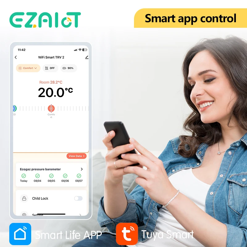EZAIOT تويا زيجبي الذكية TRV صمام ثرموستاتي ترموستات المبرد المحرك متحكم في درجة الحرارة صوت أليكسا جوجل المنزل أليك