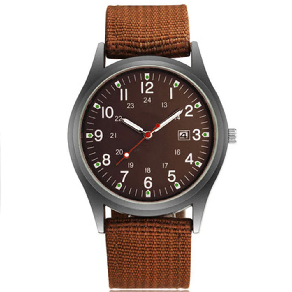 

1Pcs Brown Nylon Strap Watch Sport Calendar Durable Casual Men Wristwatch Stylish Gift for Boyfriend Family Watch