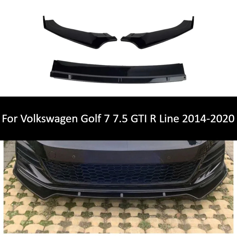 3PCS Max Style Front Bumper Lip Splitter For Volkswagen Golf 7 7.5 GTI R Line R 2014-2020 Exterior Tuning Body Kit Parts Upgrade