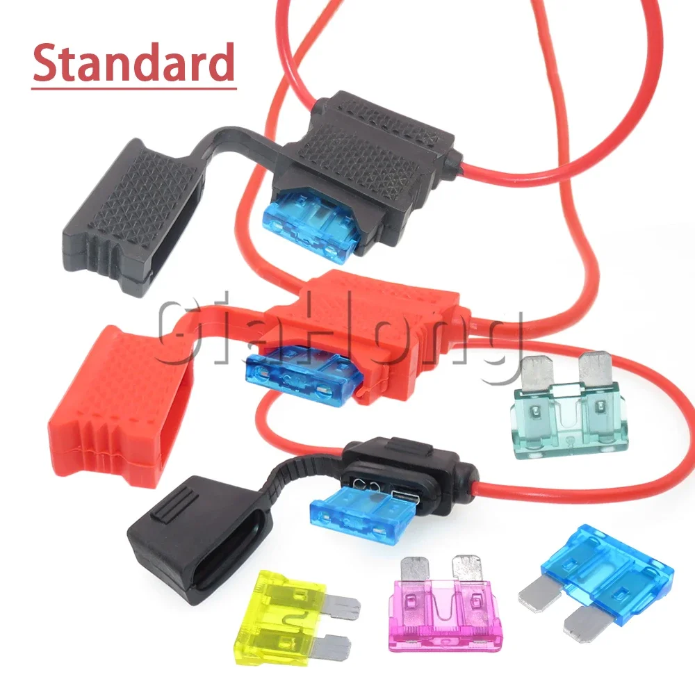 1 Set Middle AC Assembly Car Blade Fuse Box In-line AWG Wire Copper 14AWG 17AWG Medium Size Auto Waterproof Fuse Holder