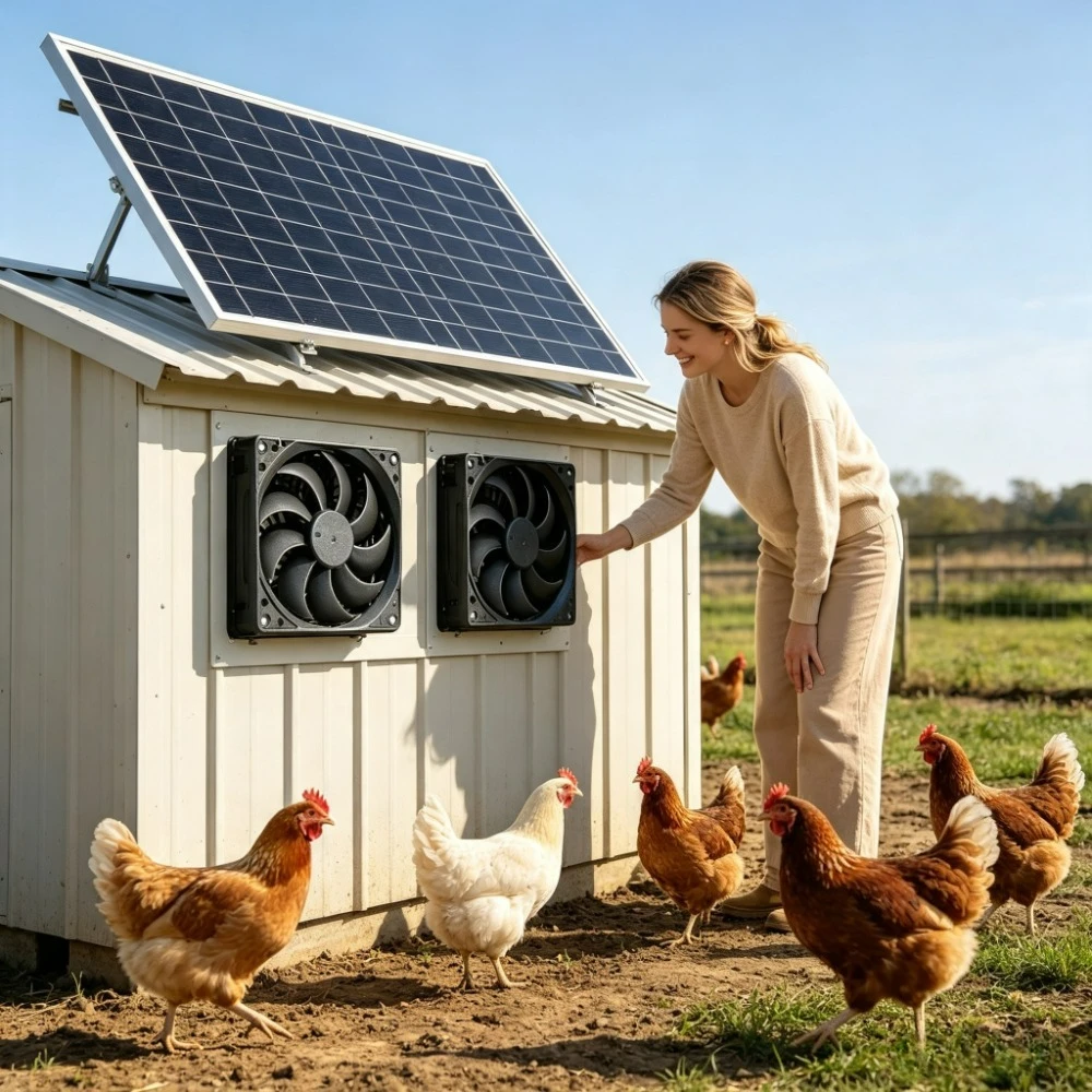 Solar Panel Dual Exhaust Fan Ventilation Kit Eco Friendly Zero Electricity Cost Cooling System for Chicken Coop Greenhouse Pet