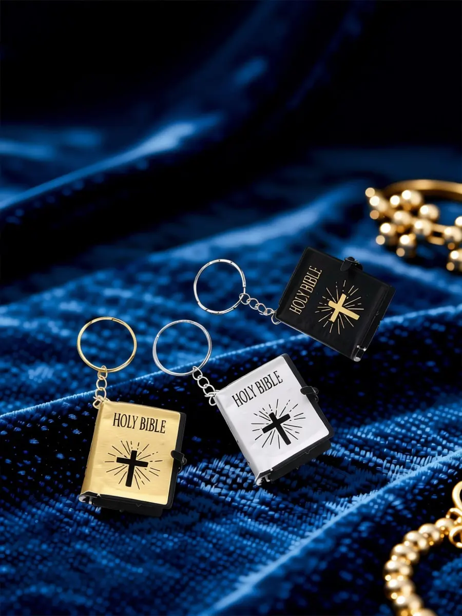 3Pcs Mini Bible Keychain Christian Pendant Portable Religious Souvenirs Spiritual Gift for Faith Christian Keychain