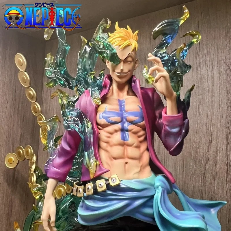 34cm One Piece Marco Anime Figure The Phoenix Figurine Pvc Gk Statue Doll Room Ornaments Collection Model Doll Toys Kids Gift